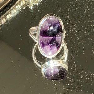 AMETHYST STAR 925 STERLING SILVER RING, SIZE 7